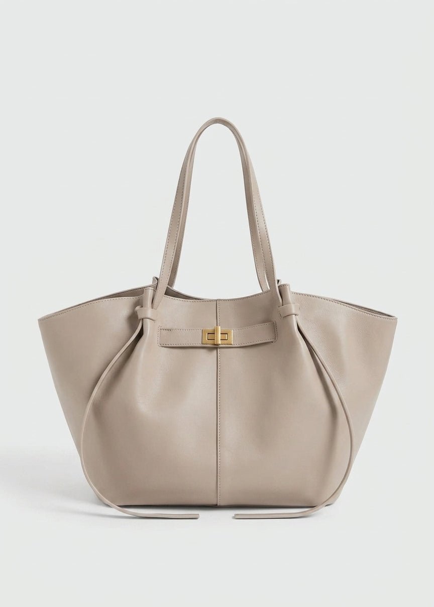 Gerda Winged Vegan Leather Shopper Tote with Turn-Lock