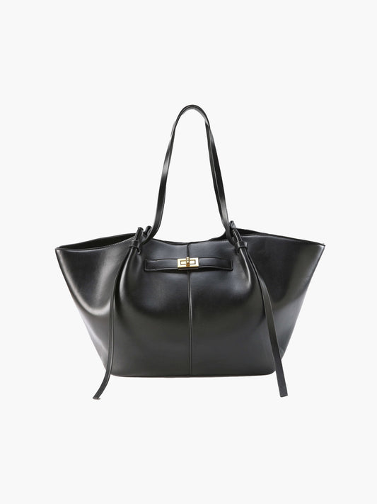 Gerda Winged Vegan Leather Shopper Tote with Turn-Lock
