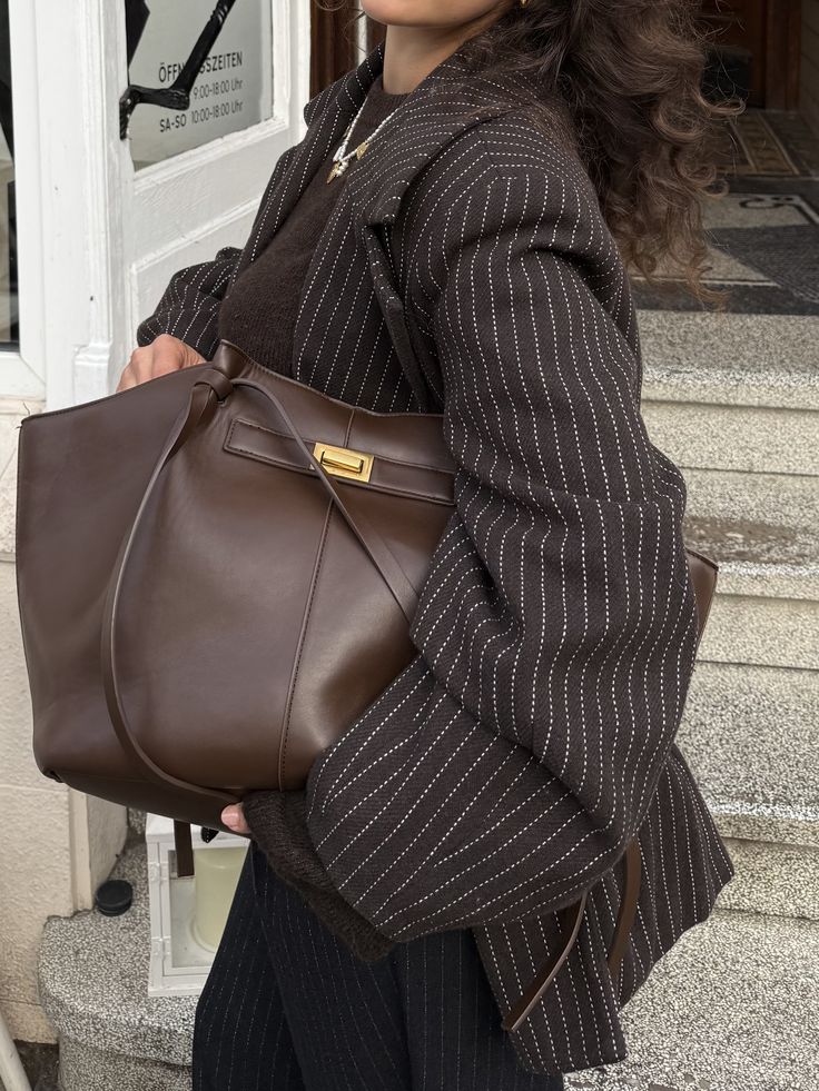 Gerda Winged Vegan Leather Shopper Tote with Turn-Lock – view 11