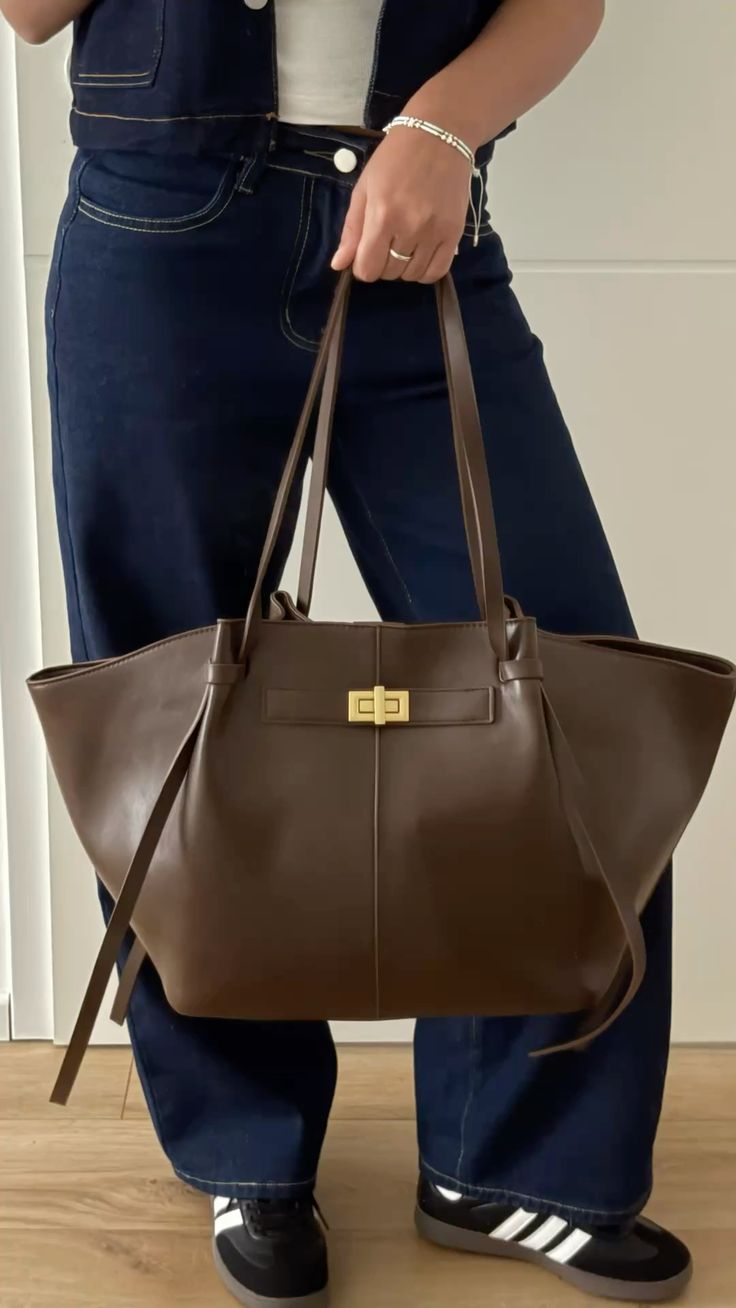 Gerda Winged Vegan Leather Shopper Tote with Turn-Lock
