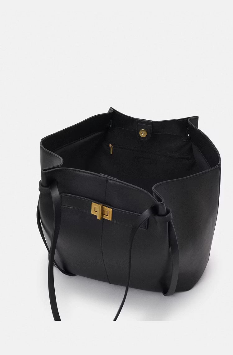 Gerda Winged Vegan Leather Shopper Tote with Turn-Lock – view 7