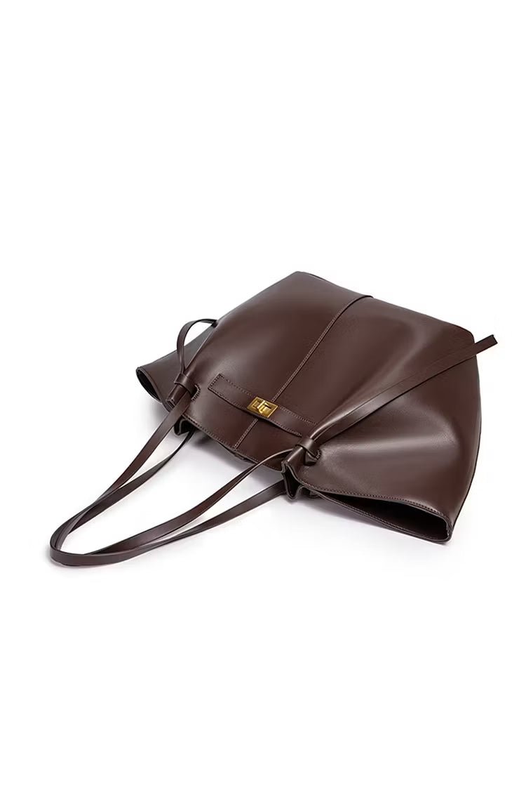 Gerda Winged Vegan Leather Shopper Tote with Turn-Lock – view 14
