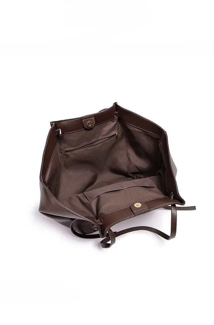 Gerda Winged Vegan Leather Shopper Tote with Turn-Lock
