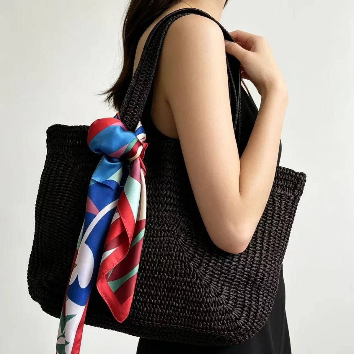 Hannie Handwoven Paper Rope Beach Tote Bag – Dark Brown