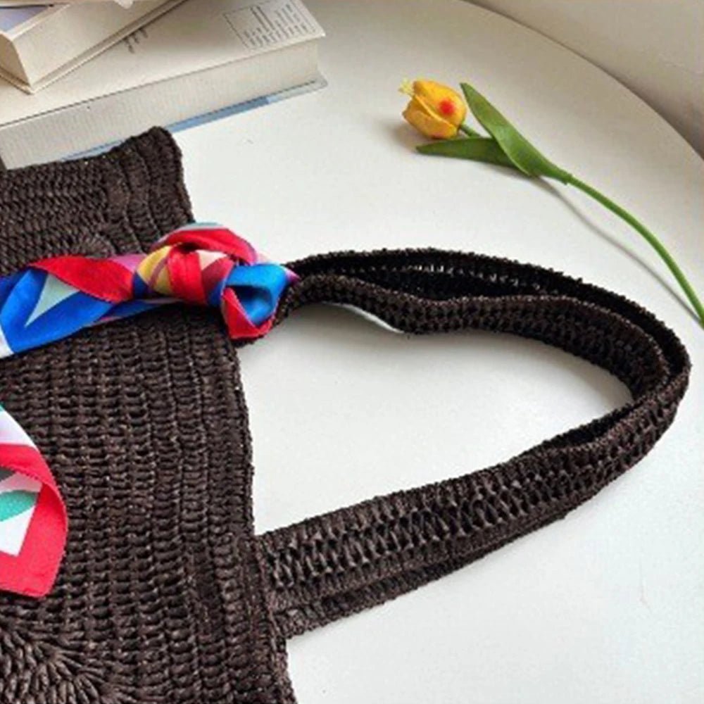 Hannie Handwoven Paper Rope Beach Tote Bag – Dark Brown