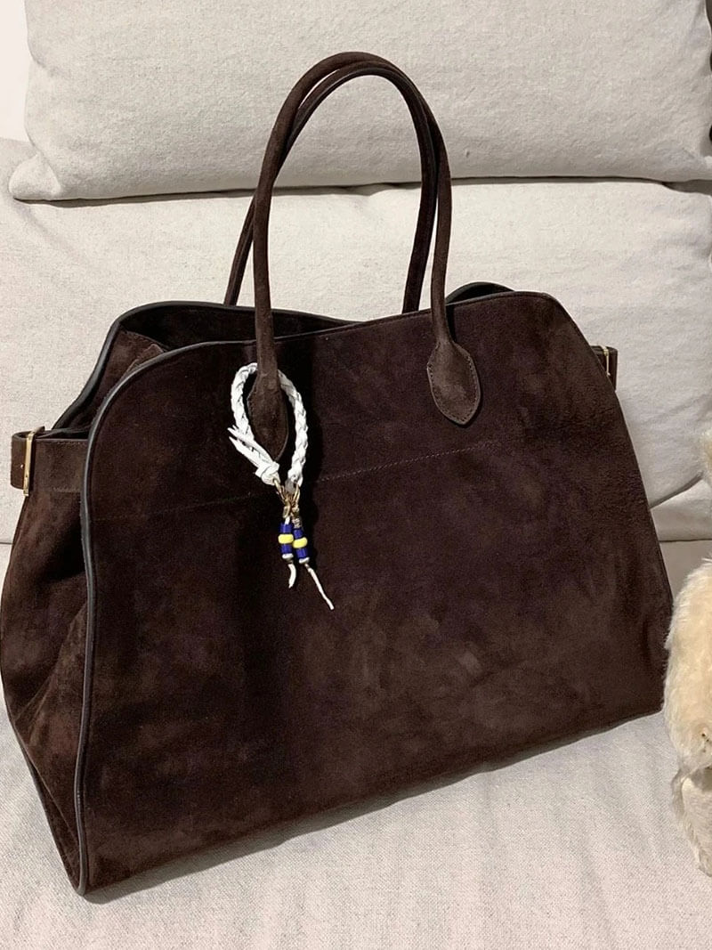 Henna Structured PU Leather Shopper Tote with Shoulder Straps