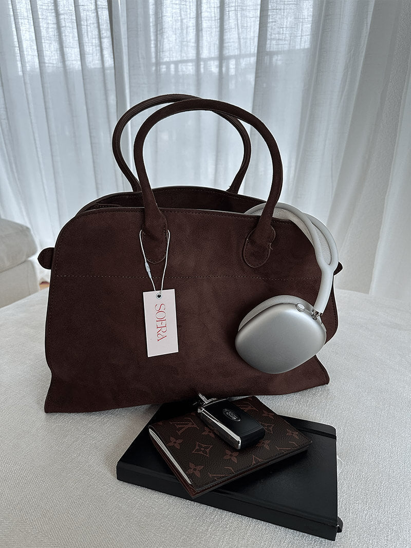 Henna Structured PU Leather Shopper Tote with Shoulder Straps – view 3