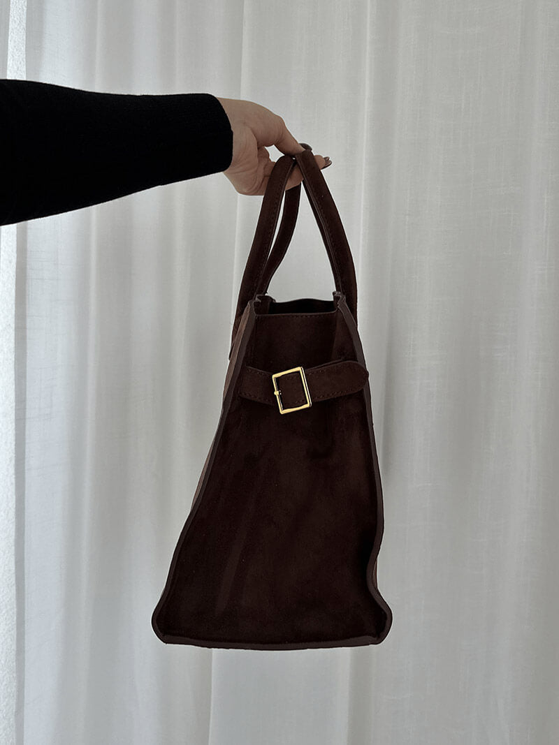 Henna Structured PU Leather Shopper Tote with Shoulder Straps
