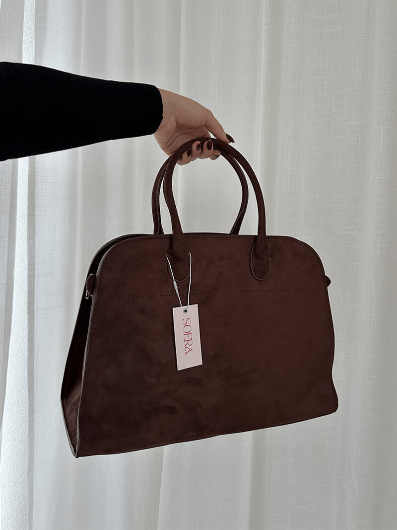 Henna Structured PU Leather Shopper Tote with Shoulder Straps
