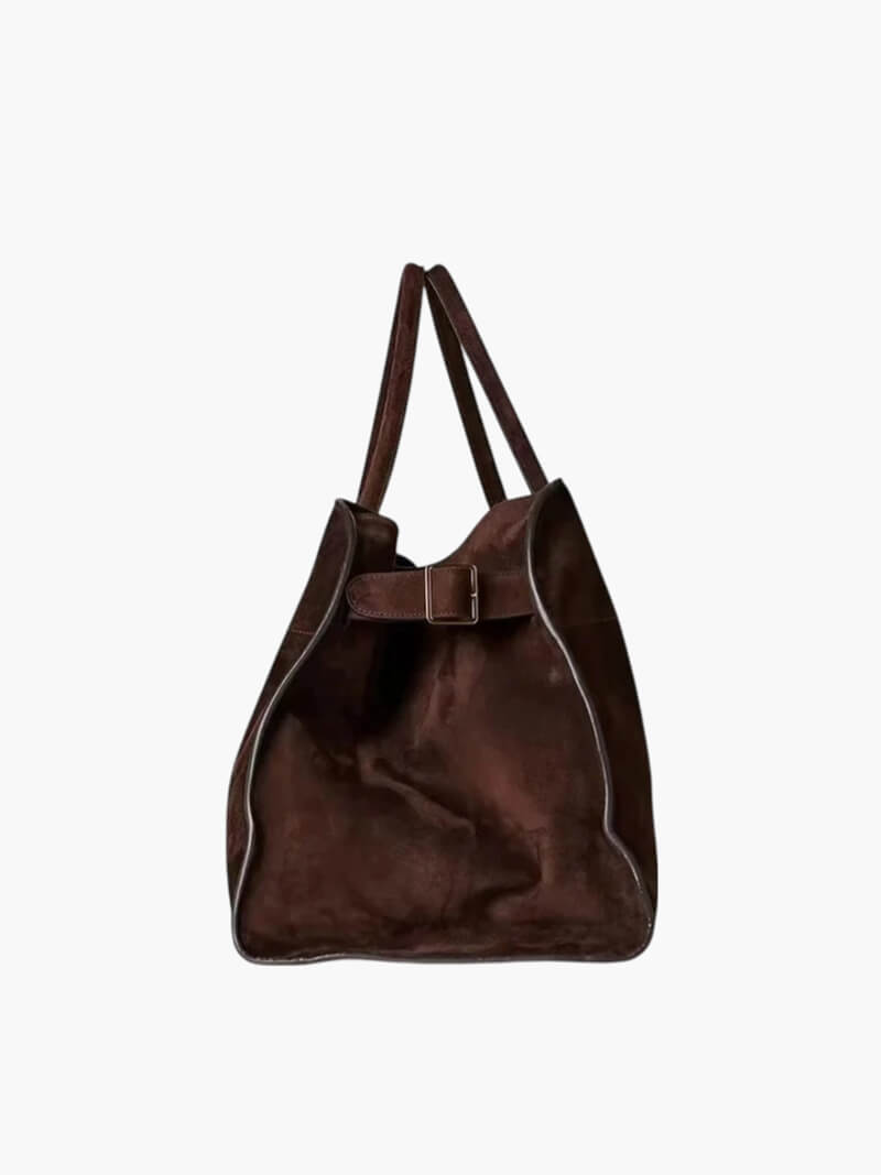 Henna Structured PU Leather Shopper Tote with Shoulder Straps