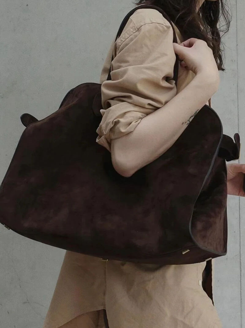 Henna Structured PU Leather Shopper Tote with Shoulder Straps