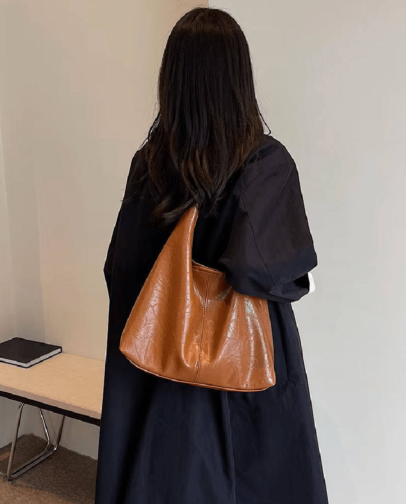 Jenna Glazed Vegan Leather Structured Shopper Tote Bag