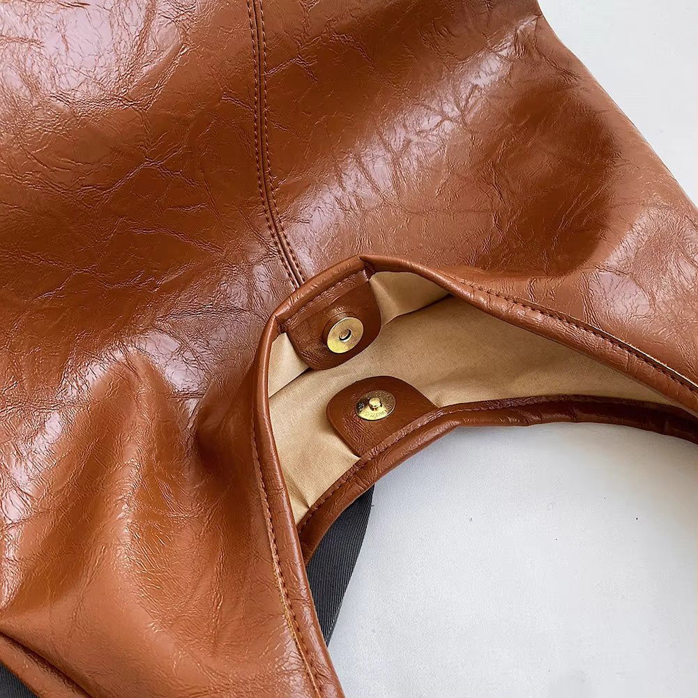 Jenna Glazed Vegan Leather Structured Shopper Tote Bag – view 19