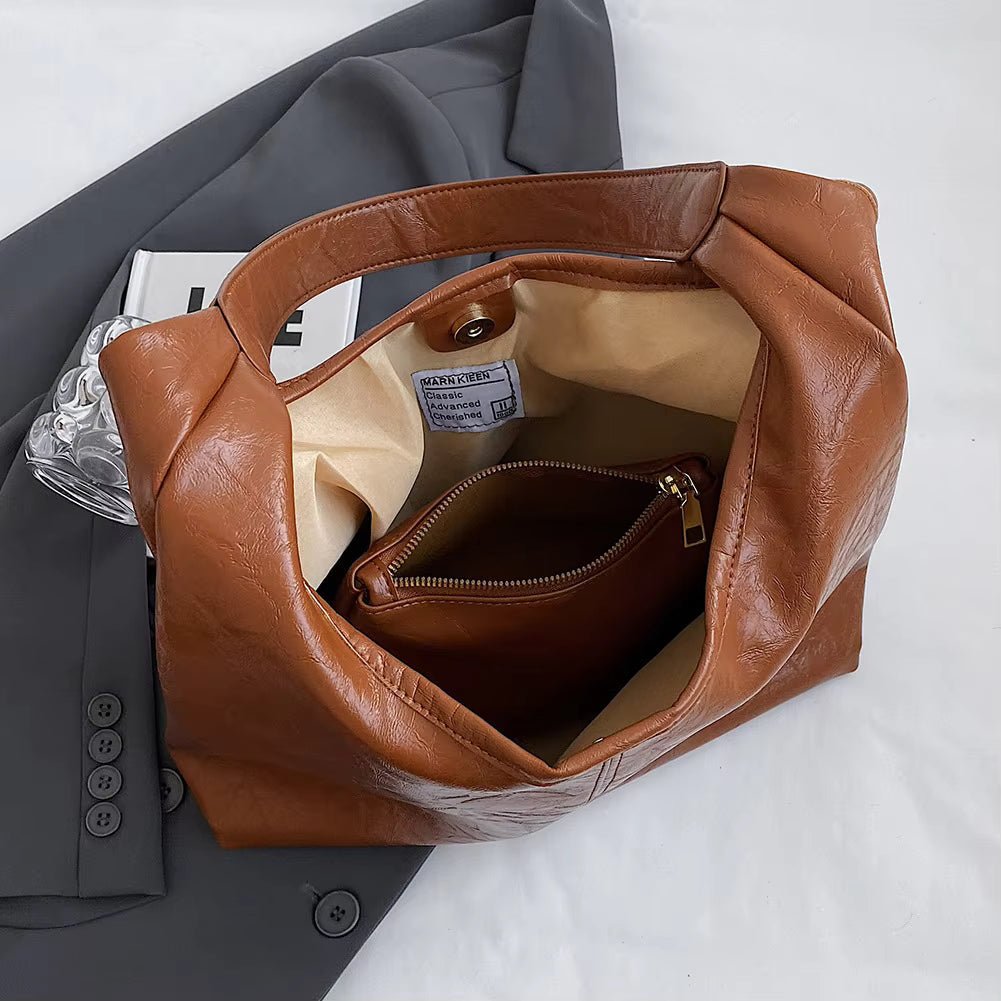 Jenna Glazed Vegan Leather Structured Shopper Tote Bag