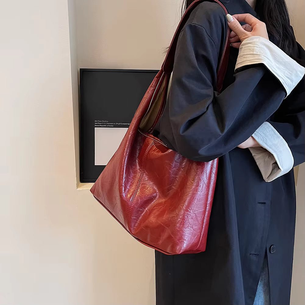 Jenna Glazed Vegan Leather Structured Shopper Tote Bag