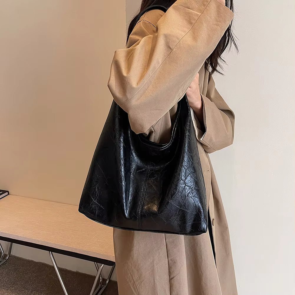 Jenna Glazed Vegan Leather Structured Shopper Tote Bag