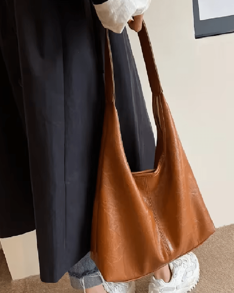Jenna Glazed Vegan Leather Structured Shopper Tote Bag