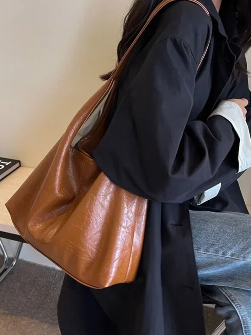 Jenna Glazed Vegan Leather Structured Shopper Tote Bag