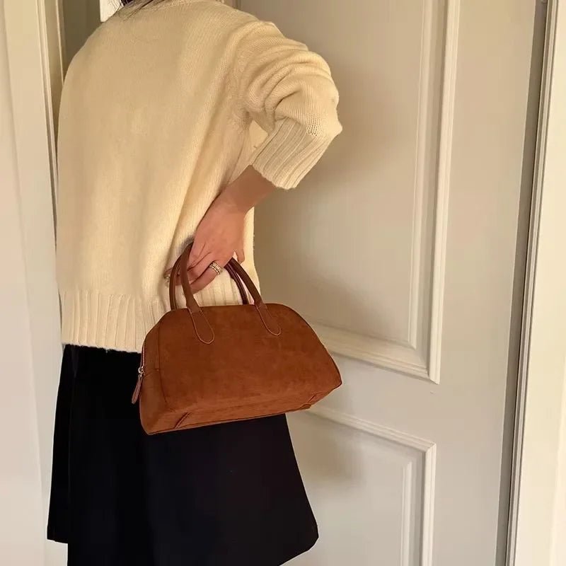 Jenny Small Vintage-Style Faux Suede Open-Top Tote Bag
