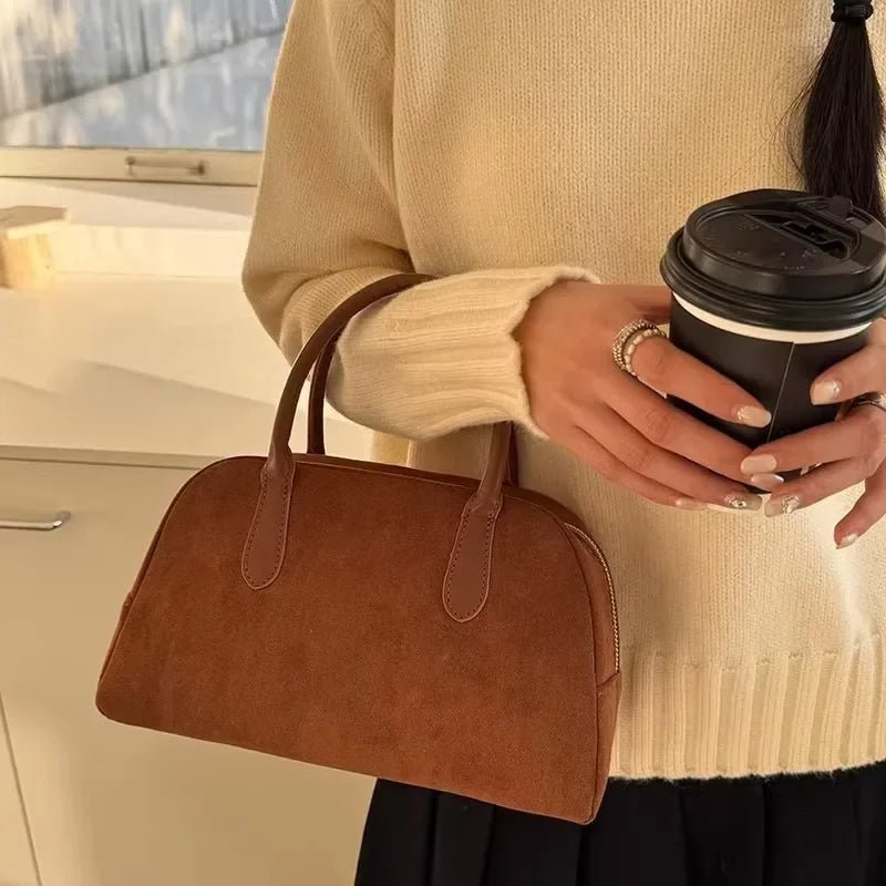 Jenny Small Vintage-Style Faux Suede Open-Top Tote Bag