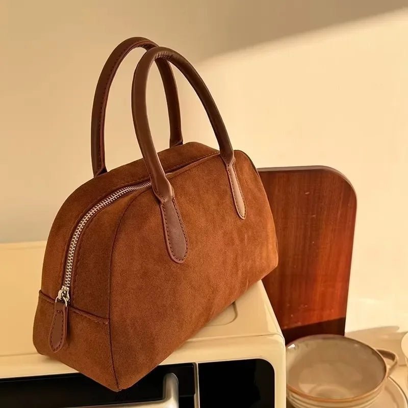 Jenny Small Vintage-Style Faux Suede Open-Top Tote Bag