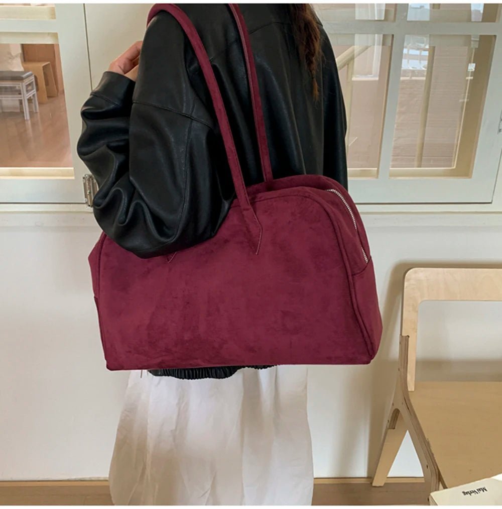Jenny Large Vintage-Style Faux Suede Shoulder Tote Bag – view 8