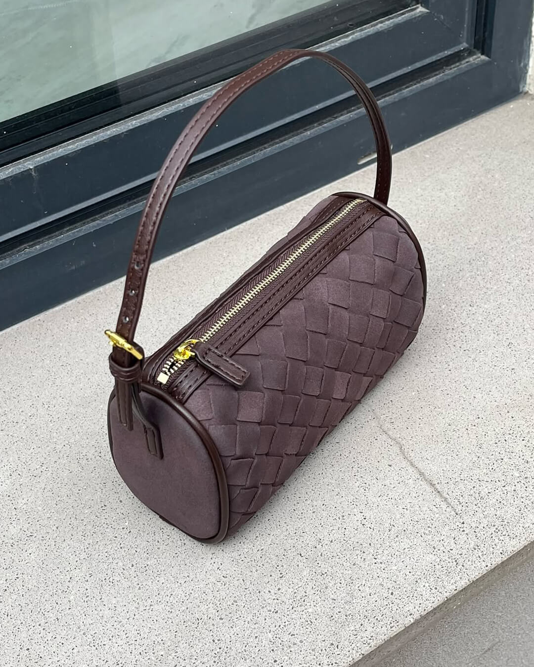 Eva Woven Faux Suede Crossbody Bag with Zip Closure – view 3