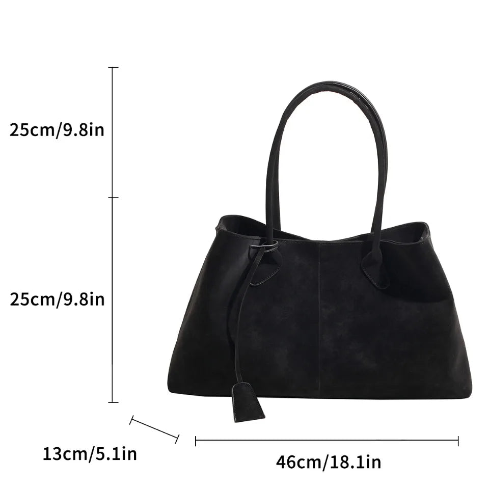 Joan Large Vegan Suede Shoulder Bag with Zip Closure – view 8