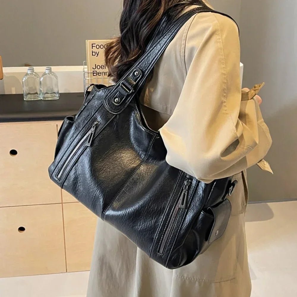 Kyla Colour-Block Faux Leather Shoulder Bag with Zip Closure