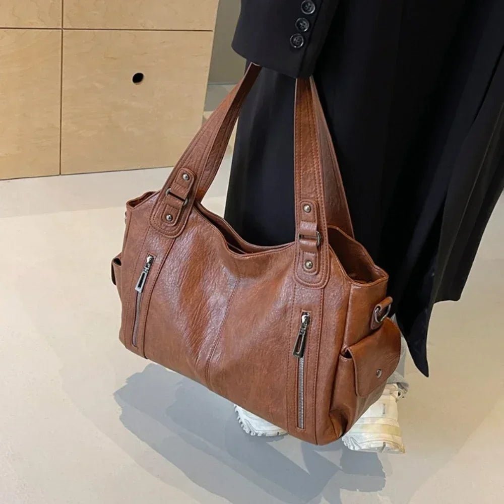 Kyla Colour-Block Faux Leather Shoulder Bag with Zip Closure