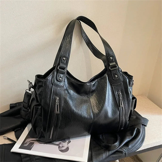 Kyla Colour-Block Faux Leather Shoulder Bag with Zip Closure