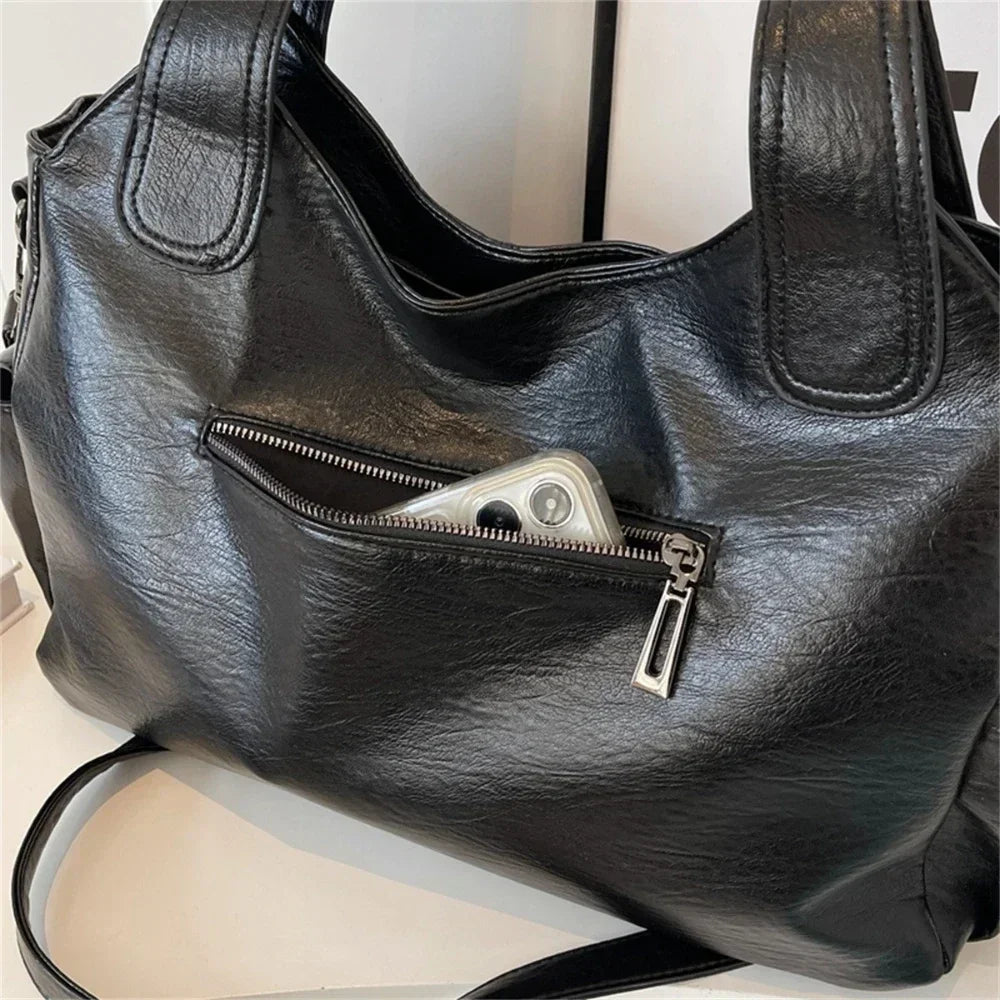 Kyla Colour-Block Faux Leather Shoulder Bag with Zip Closure