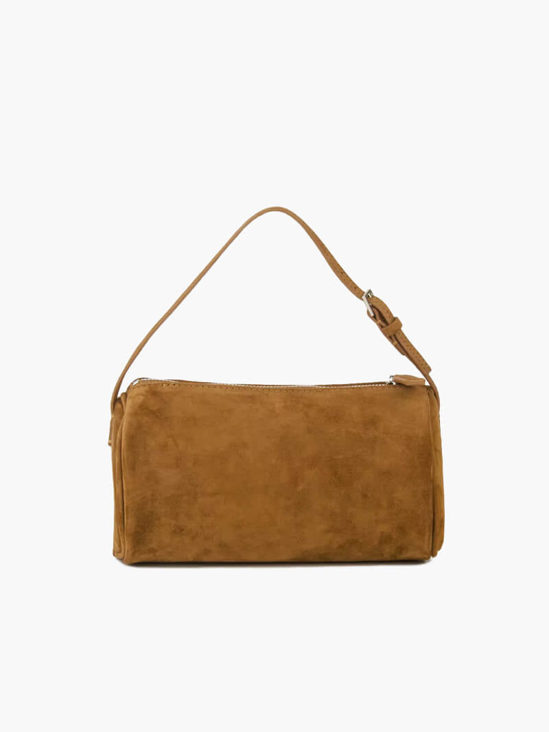 Ruby Faux Suede Western-Inspired Rounded Shoulder Bag – Brown – view 1