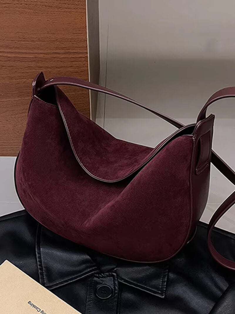 Lily Slouchy Faux Suede Crescent Bag with Magnetic Closure