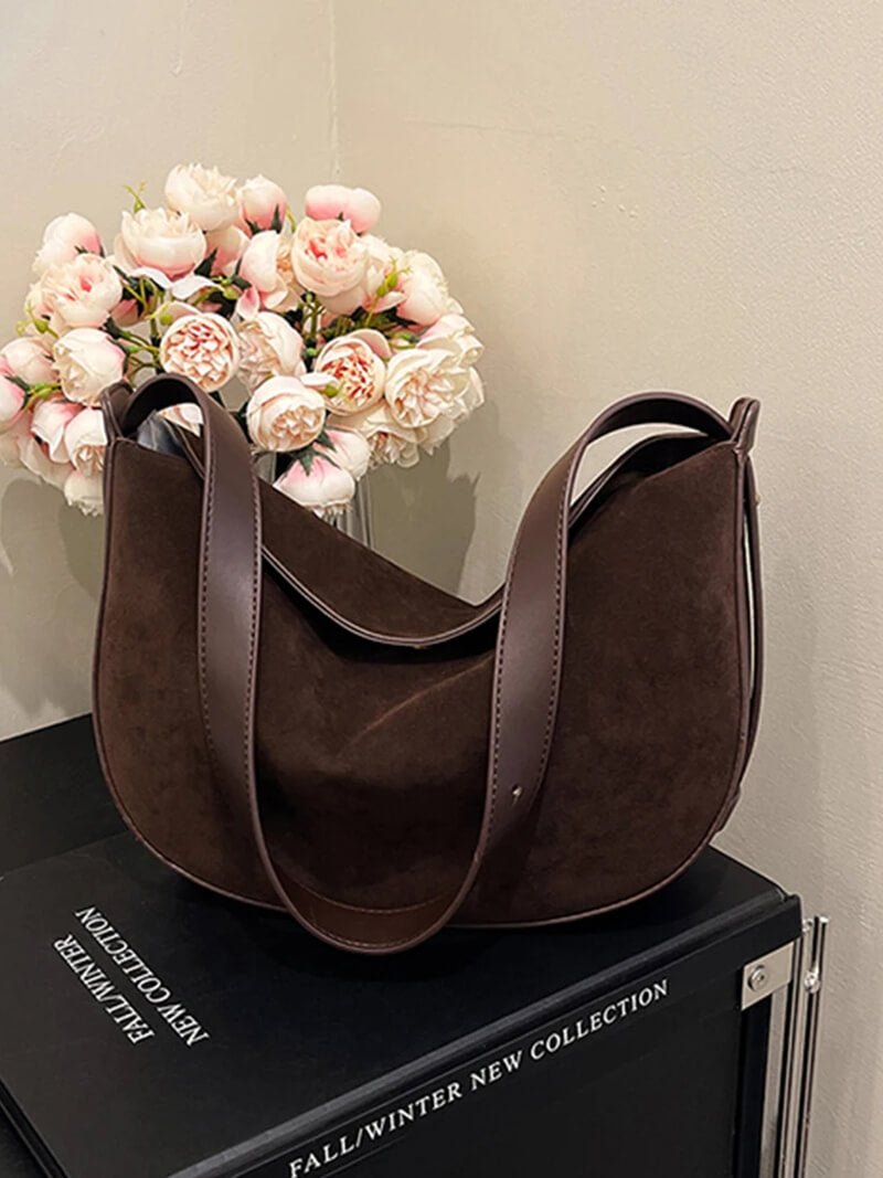 Lily Slouchy Faux Suede Crescent Bag with Magnetic Closure