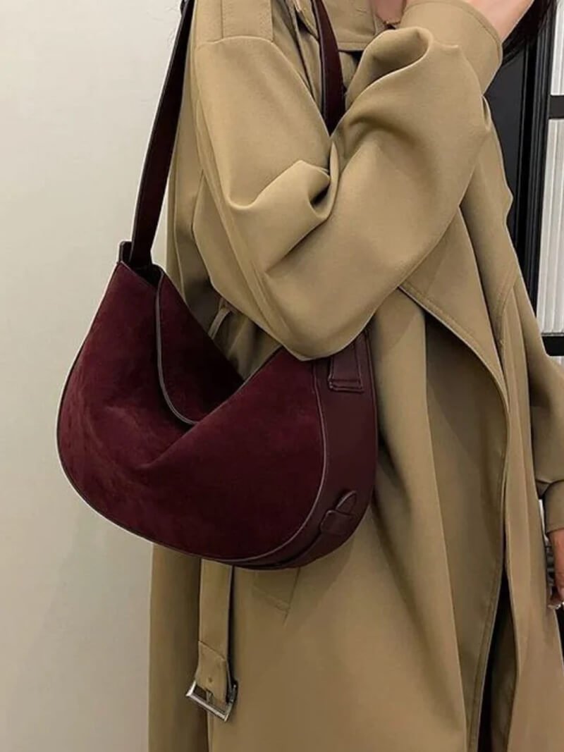 Lily Slouchy Faux Suede Crescent Bag with Magnetic Closure – view 3