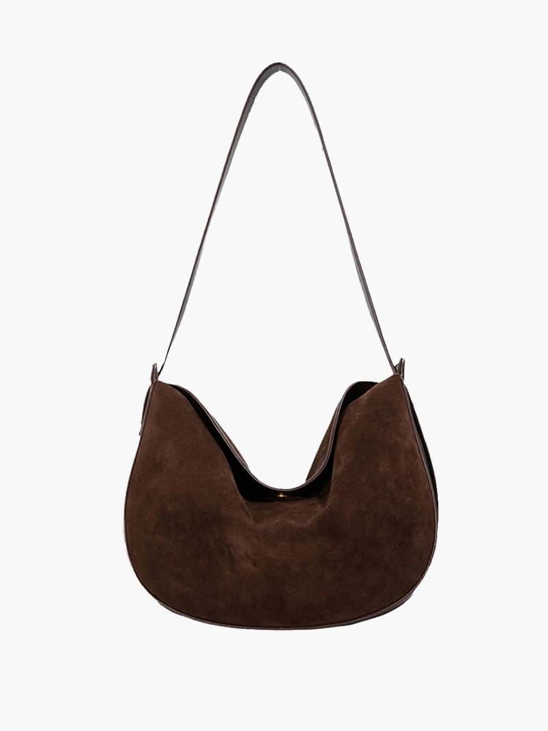 Lily Slouchy Faux Suede Crescent Bag with Magnetic Closure