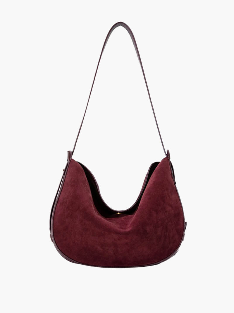Lily Slouchy Faux Suede Crescent Bag with Magnetic Closure