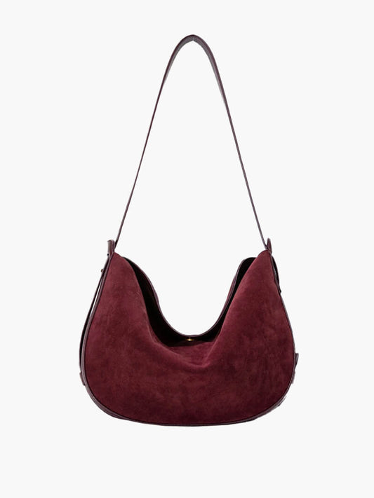 Lily Slouchy Faux Suede Crescent Bag with Magnetic Closure