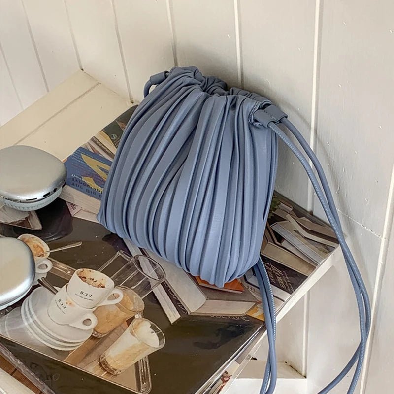 Bianca Pleated PU Leather Mini Square Crossbody Bag