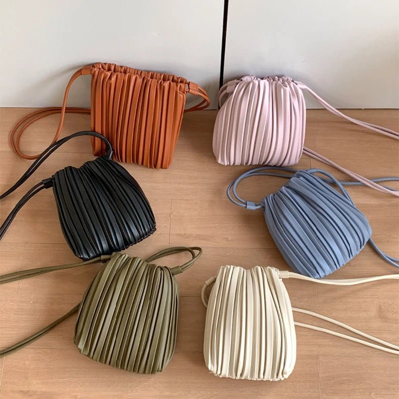 Bianca Pleated PU Leather Mini Square Crossbody Bag