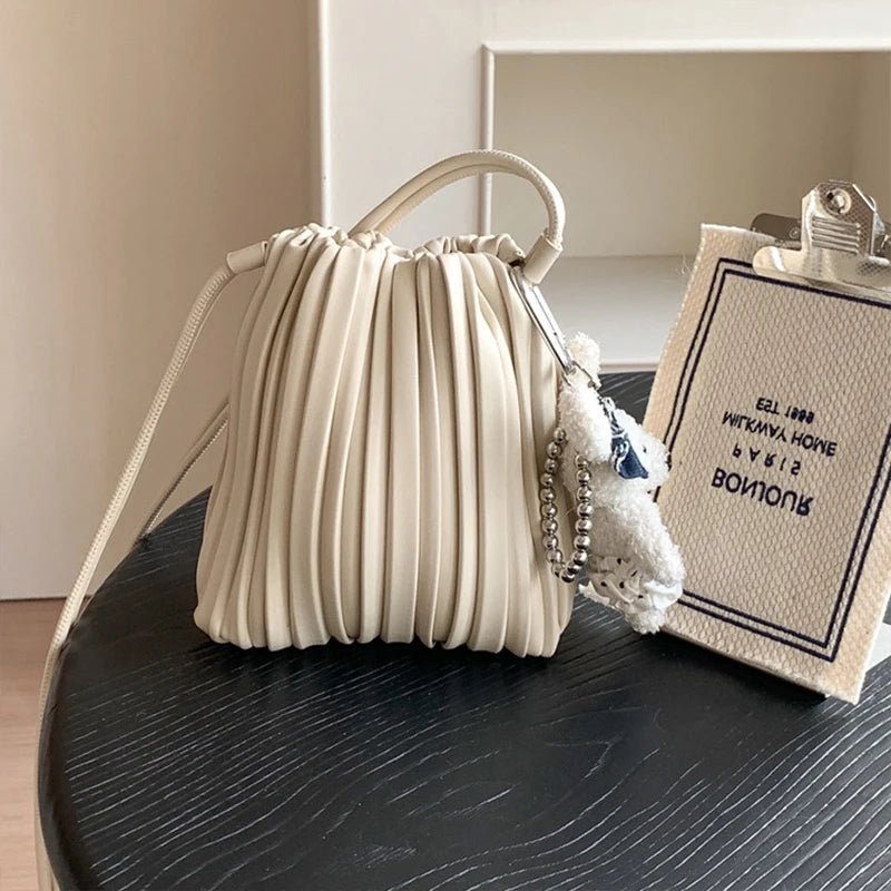 Bianca Pleated PU Leather Mini Square Crossbody Bag