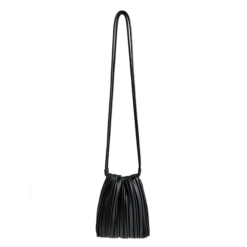 Bianca Pleated PU Leather Mini Square Crossbody Bag