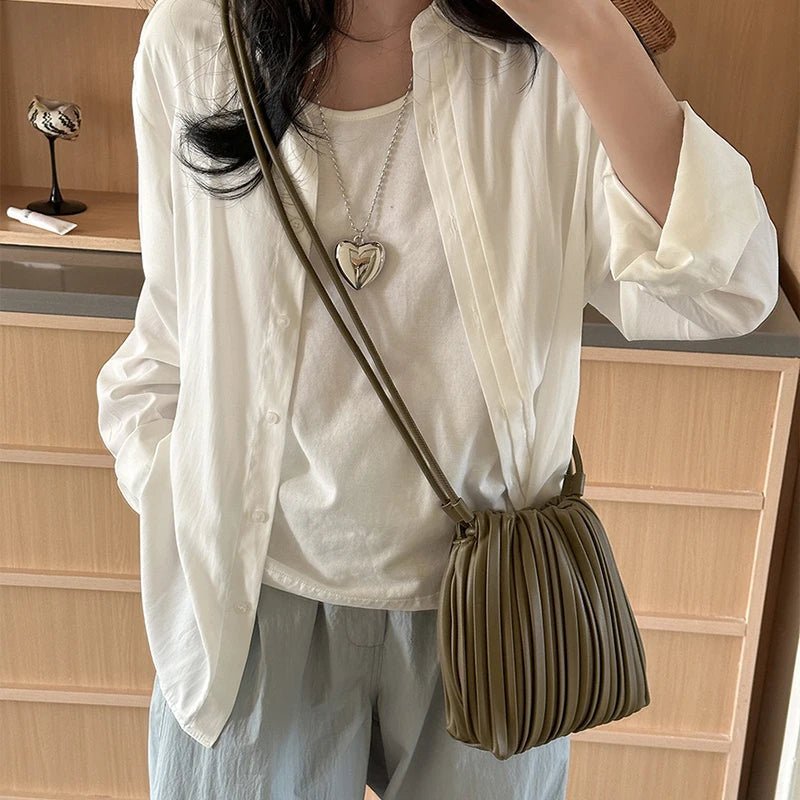 Bianca Pleated PU Leather Mini Square Crossbody Bag
