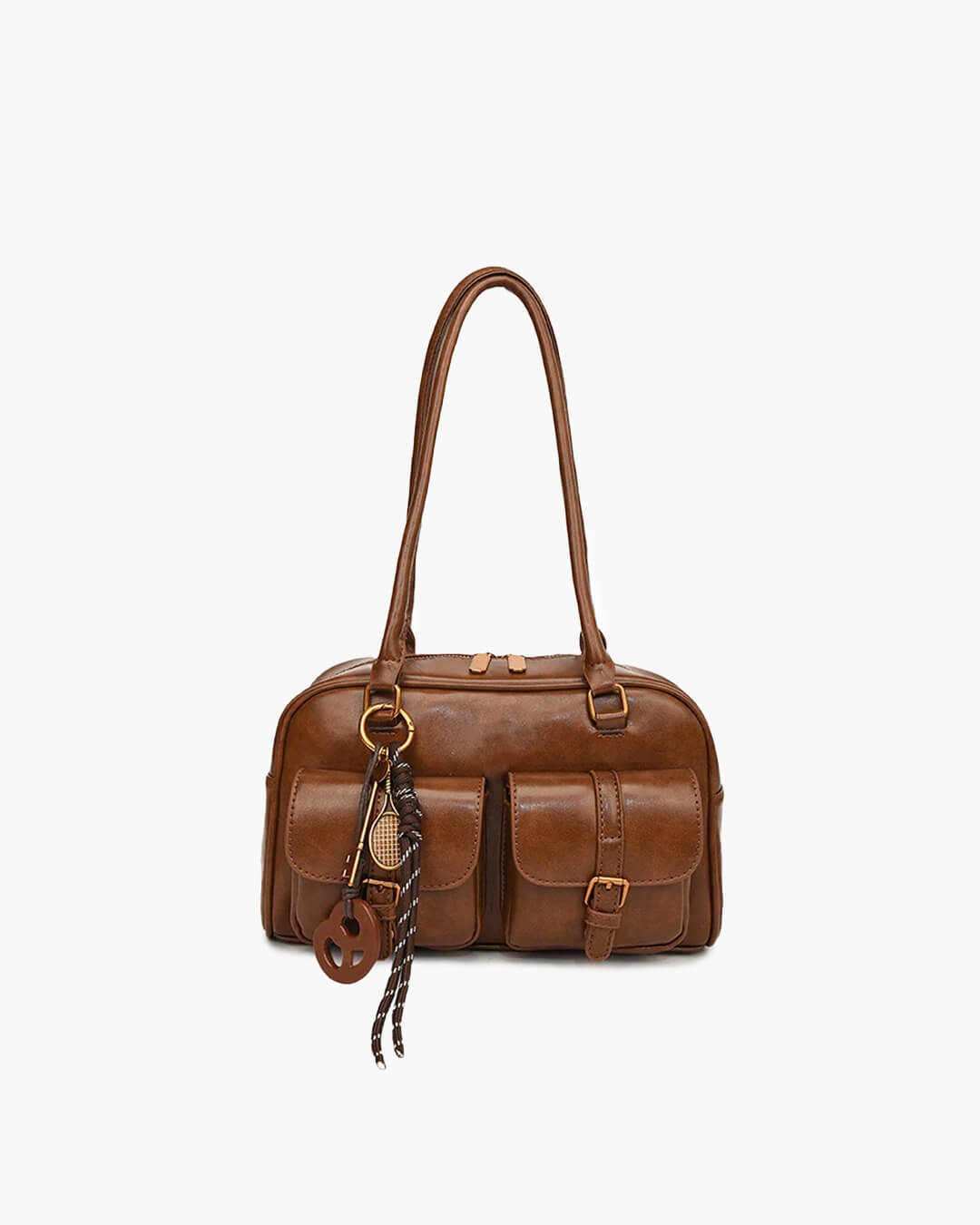 Jessa Multi-Pocket Vegan Leather Handbag with Zip Closure