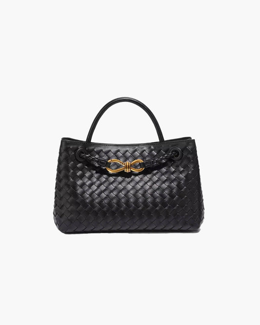 Lucia Small Woven Vegan Leather Bag with Gold-Tone Hardware