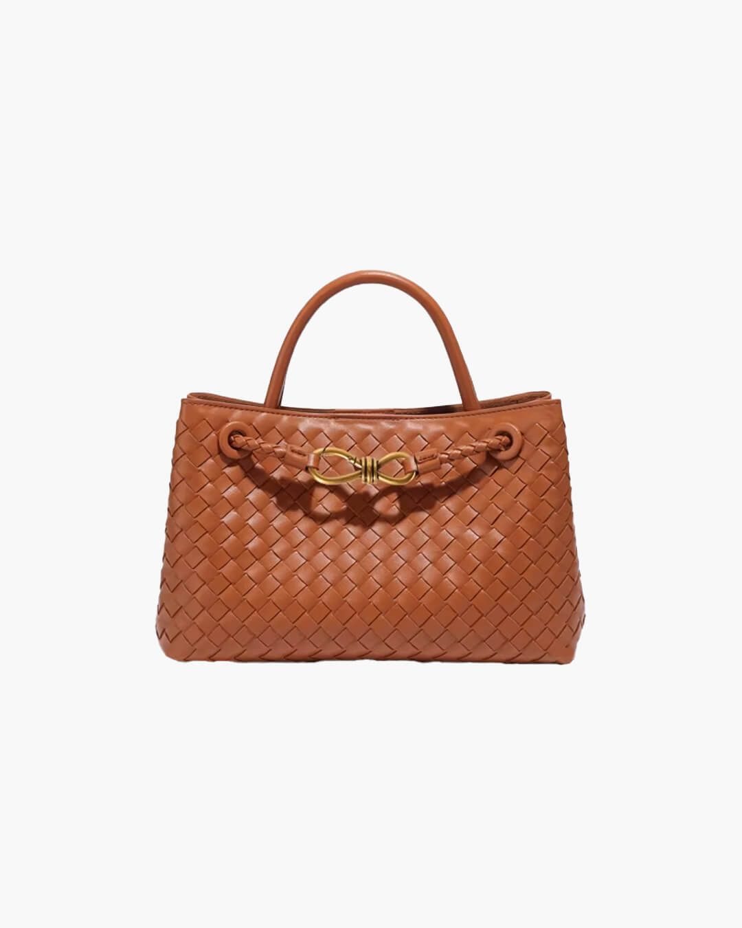 Lucia Small Woven Vegan Leather Bag with Gold-Tone Hardware