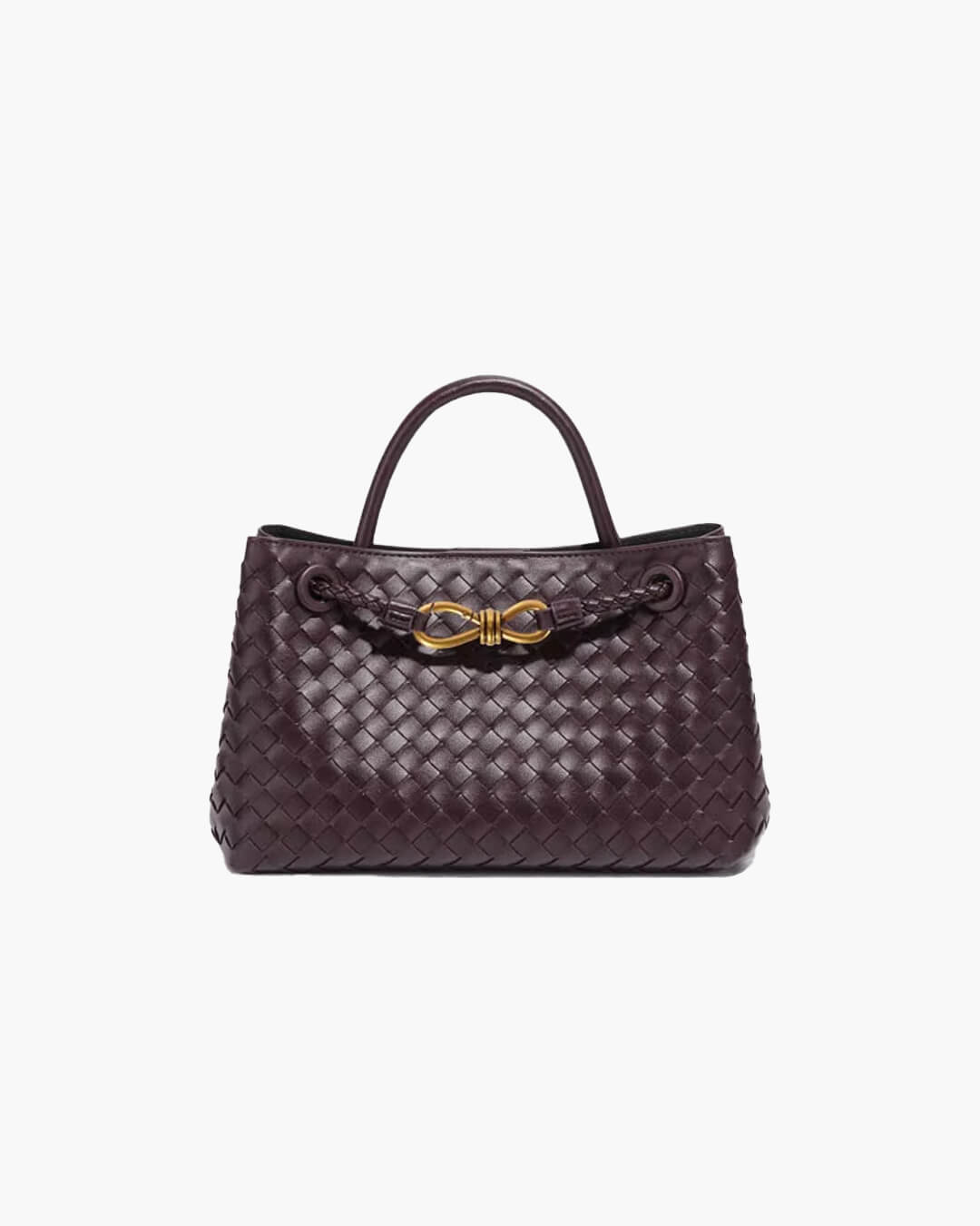 Lucia Small Woven Vegan Leather Bag with Gold-Tone Hardware