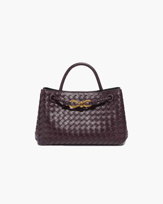 Lucia Small Woven Vegan Leather Bag with Gold-Tone Hardware