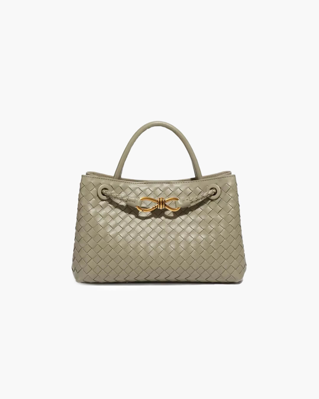 Lucia Small Woven Vegan Leather Bag with Gold-Tone Hardware